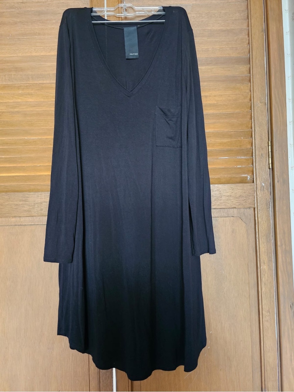 Heath Ceramics Black V-Neck Long Sleeve Pocket Dress